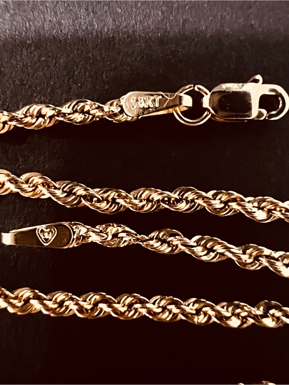 14K Twisted Gold Rope Chain Necklace - Picture 3 of 4